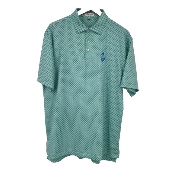 Peter Millar Summer Comfort Polo Shirt Mens Large Green Skulls Pine Hills Logo - Picture 1 of 9